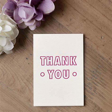 Thank You Small Letterpress Card By Over The C