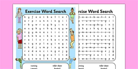 Exercise Word Search Exercise Physical Activity