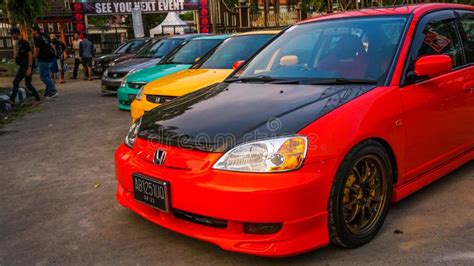 Modified Honda Civic Eg6 Hatchback With Wide Bodykit In Car Show