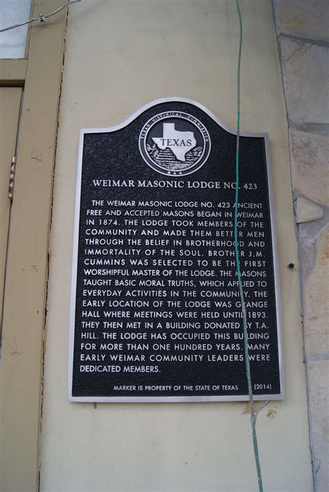 Weimar Masonic Lodge No 423 Texas Historical Markers