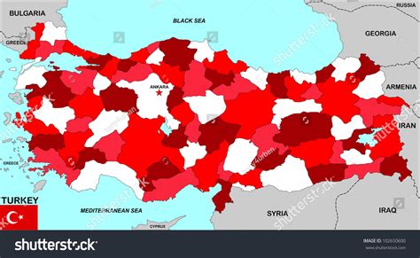 Big Size Political Map Of Turkey With Flag Stock Photo 102650600