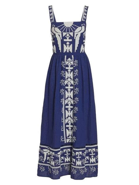 Farm Rio Navy Macaw Embroidered Maxi Dress In 2022 Maxi Dress