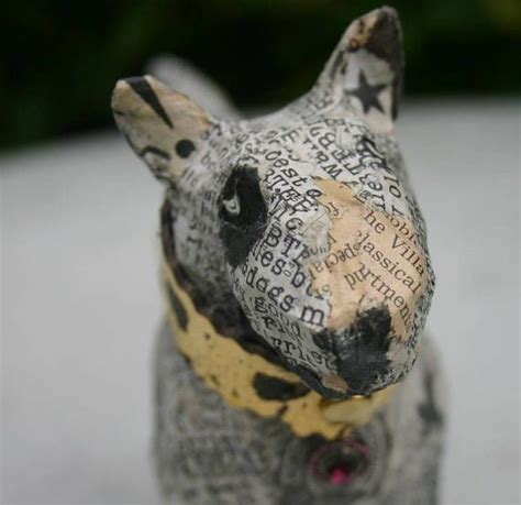 Charming Bull Terrier In Papier Mache With Collar Of Gilded Etsy