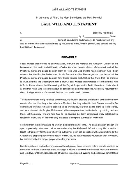 Last Will And Testament Sample Free Printable Documents
