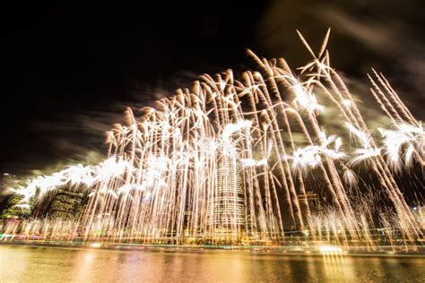 Brisbane Australia Dec 23 2016 Colorful Fireworks Over Night Stock
