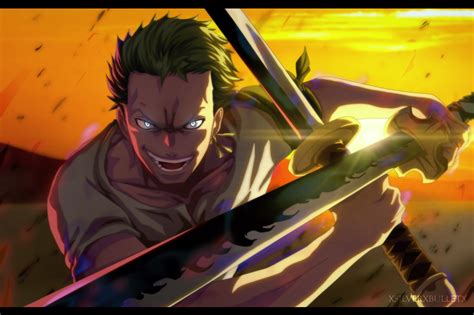 One Piece Roronoa Zoro Anime Boys Warrior Katana Green Hair Anime