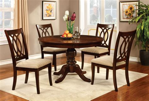 Jawdat Brown Cherry Round Dining Table Set | Round Dining Sets
