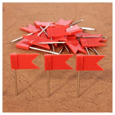100 Flag Shape Map Pins Cork Notice Board Drawing Pins Push Pin Red