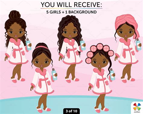 African American Spa Girls Clipart Vector Spa Girl Spa Etsy