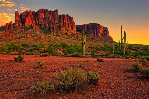 Phoenix city council formal meeting. Desert sunset with mountain near Phoenix, Arizona, USA ...