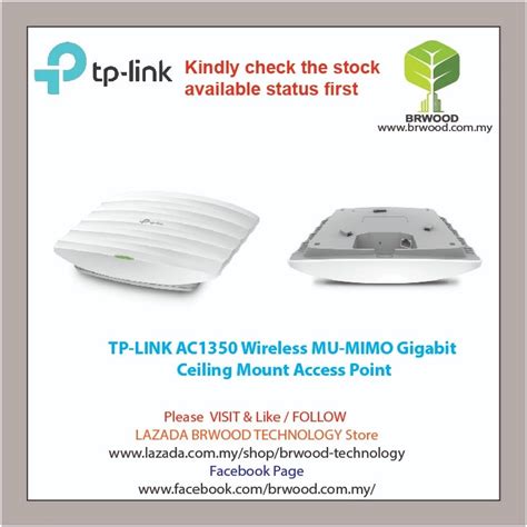 Tp Link Eap225 Ac1350 Wireless Mu Mimo Gigabit Ceiling Mount Access