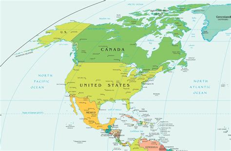Nordamerika Geografiske Kort Over Nordamerika