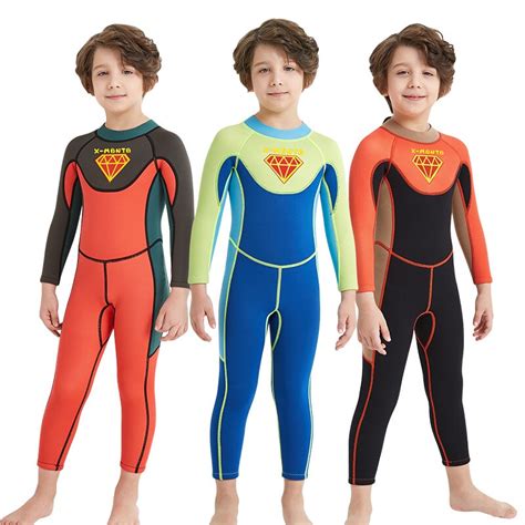 Kids Full Wetsuit Neoprene Wetsuits For Children Boys Girls Back Zipper