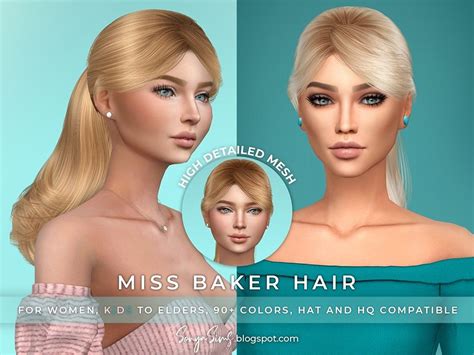 Sonya Sims Miss Baker And Rapunzel Hair Sims 4 Hairs Sims Hair