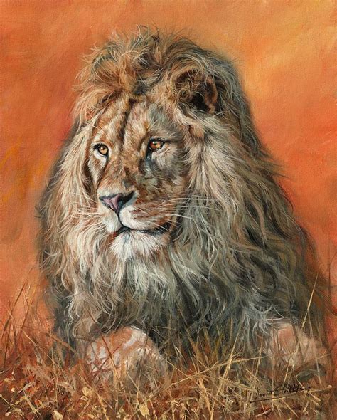 Majestic Lion Portrait Painting By David Stribbling Pixels