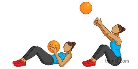 Sit Up Ball Wurf Schritte Sequenz Gesundheit Fitness Übung Pe Secondary