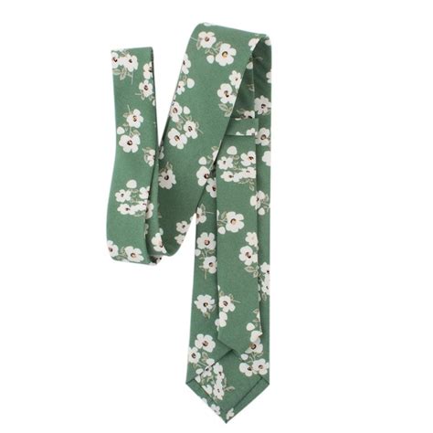 Sage Green Floral Skinny Tie 2 36 Mytieshop August Etsy