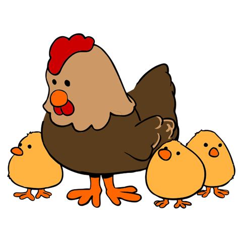 Hen And Chicks Cartoon Style Vector Free Svg