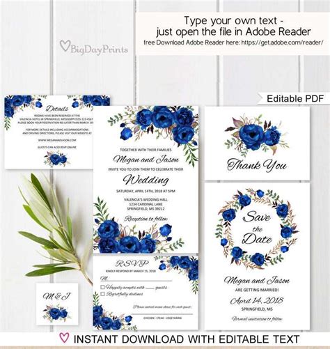 63 Create Royal Blue Wedding Invitation Template For Ms Word With Royal