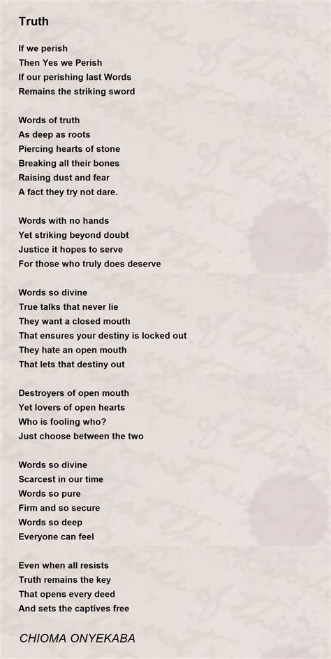 Truth Poem By Chioma Onyekaba Poem Hunter