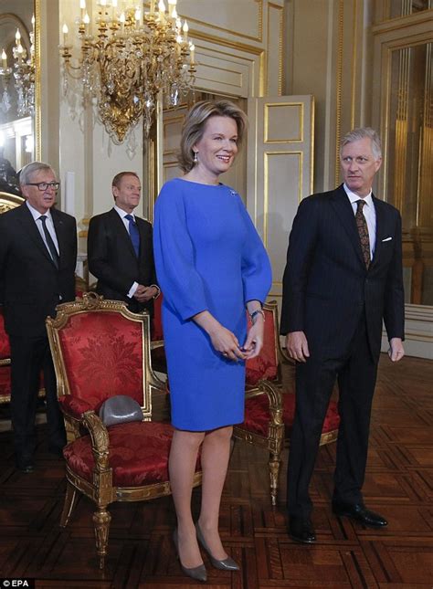 Queen Mathilde Displays Her Trim New Figure In Brussels Daily Mail Online