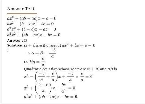 Alpha And Beta Are The Roots Of The Equation Ax2bxc0 Then Find The