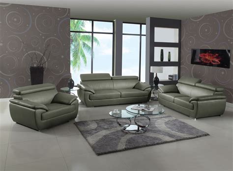 4571 Modern Living Room Set In Grey Leather By United