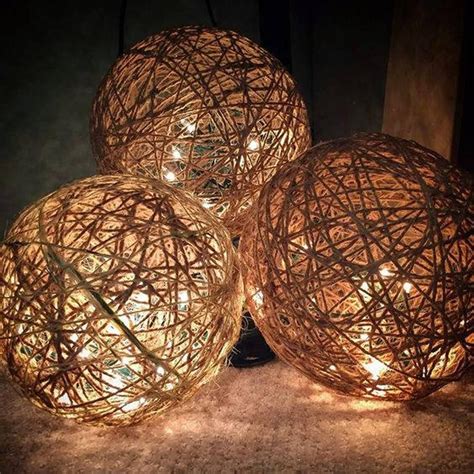 Twine Tea Light Spheres Decorating With Christmas Lights Hanging