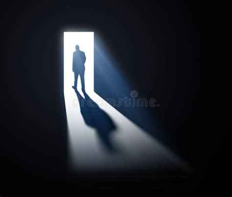 Man Walking Out Into Light Stock Illustration Illustration Of Escape