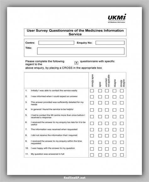 Questionnaire Template Free Download