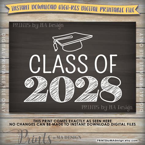 Class Of 2028 Sign Grad Party High School 2028 Grad College Graduation