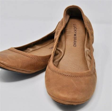 Lucky Brand Emmie Womens Brown Leather Ballet Flats Size 8 Fashion