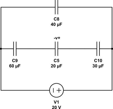 Electronic Finding Voltage Across Capacitor In Series And Parallel
