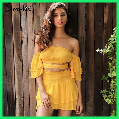 Simplee Off Shoulder Ruffles Women Jumpsuit Romper Sexy High Waist Cross Lace Up Backless