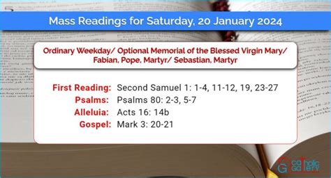 Daily Mass Readings For Saturday 20 January 2024 Catholic Gallery