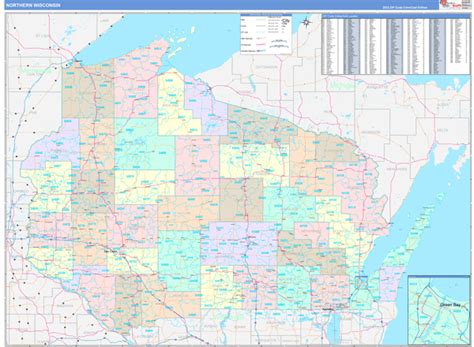 Wisconsin Northern Wall Map Color Cast Style By Marketmaps Mapsales