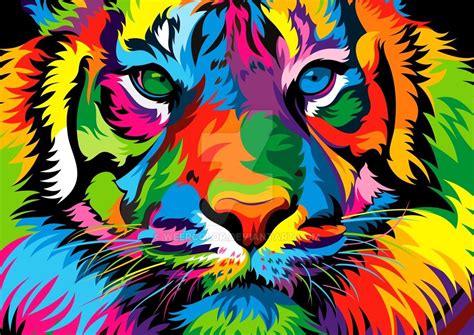 Simple painting on paper you can use canvas board for more attractive drawings the same panting can be done in acrylic colorwater color or o. Tiger2 by weercolor | Pop art animals, Colorful animal ...