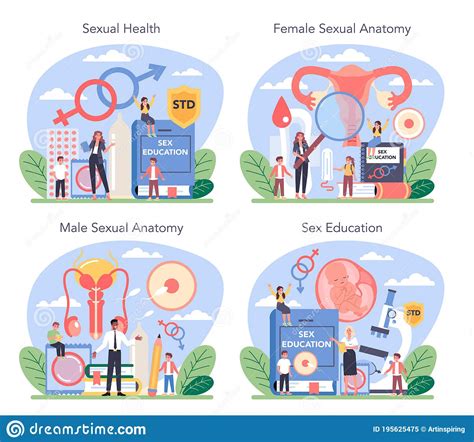 Sexual Education Concept Set Sexual Health Lesson For Young Stock