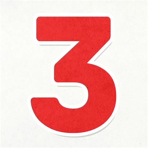 The Number Three Is Red And White In Color