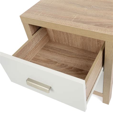 Browse our range of oak bedside tables. 2 Drawer Oak Effect White Wood Bedside Cabinet Modern ...