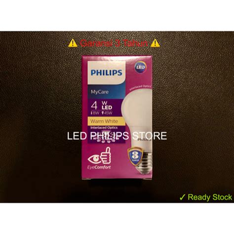 Jual Lampu LED Philips 4 Watt BESAR Kuning Warm White 4Watt 4 W 4W