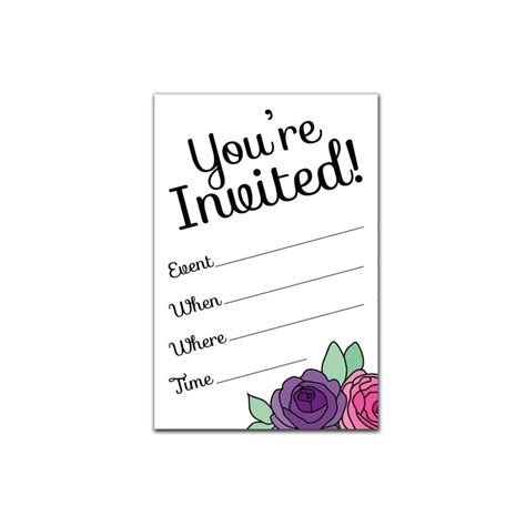 Printable Party Invitation Set Youre Invited Flowers Etsy
