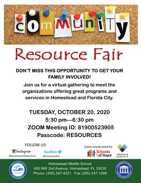 Community Resource Fair Flyer Homestead Middle School