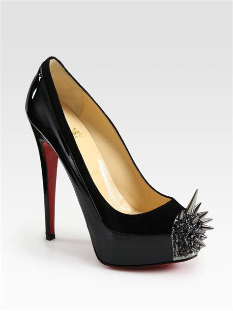 Lyst Christian Louboutin Asteroid Suede And Patent Leather Spike