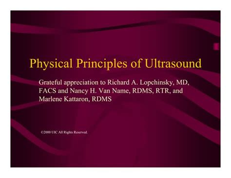 Physical Principles Of Ultrasound Ppt