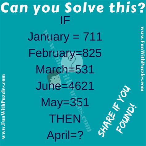 Cracking The Logic Equations Months Vs Numbers