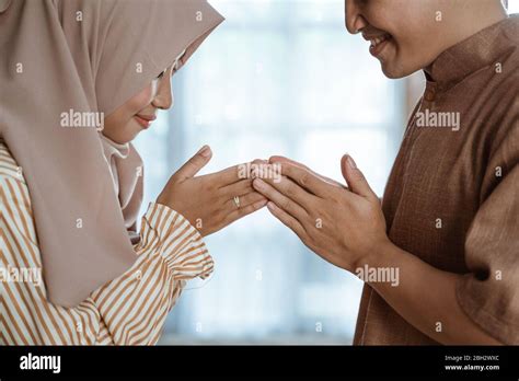 Muslim Man And Woman Asking For Forgiveness During Ramadan Kareem Eid