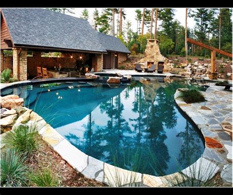 Rope Swing Shallow Ledge Outdoor Residential Pool Luxury Pools