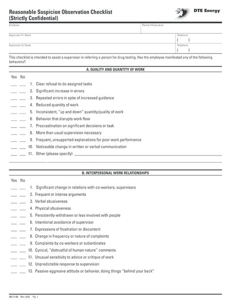 Fillable Online Reasonable Suspicion Observation Checklist Strictly Fax Email Print Pdffiller