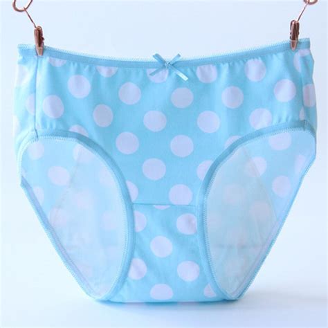 Export High Quality 5cs Women Panties Cotton Lot Lady Polka Dots Soft